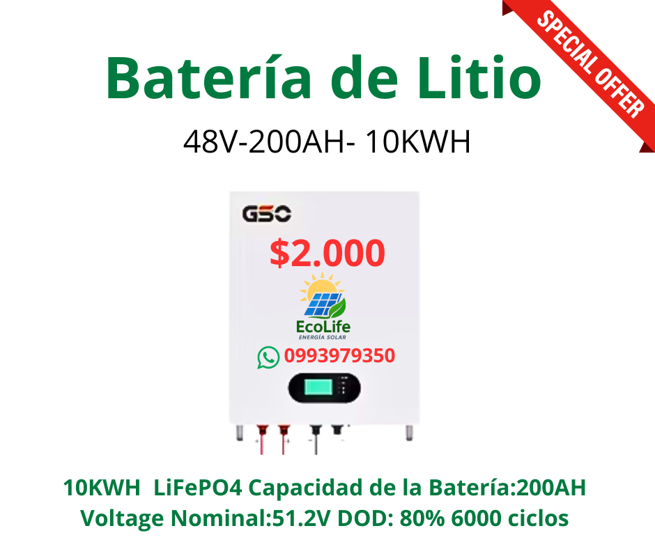 ecolife bateria de litio paneles solares ecuador